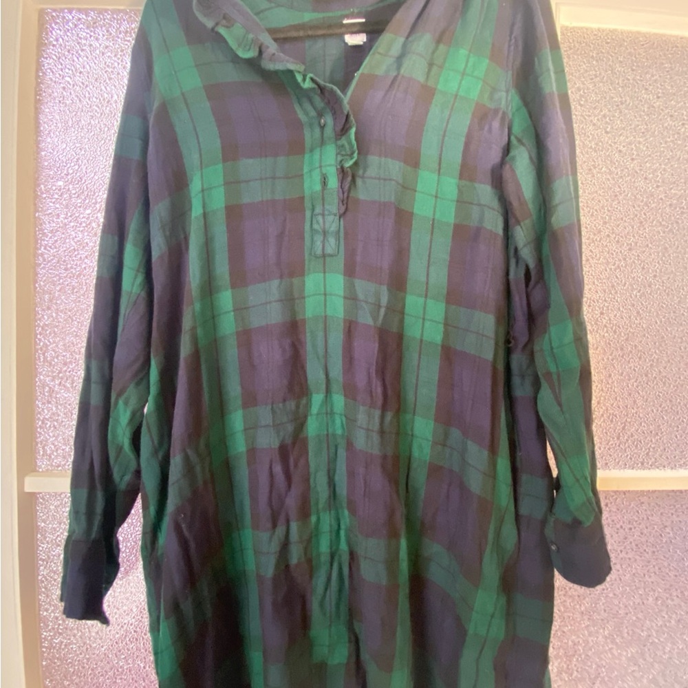 Green and Black Plaid Dress Gap